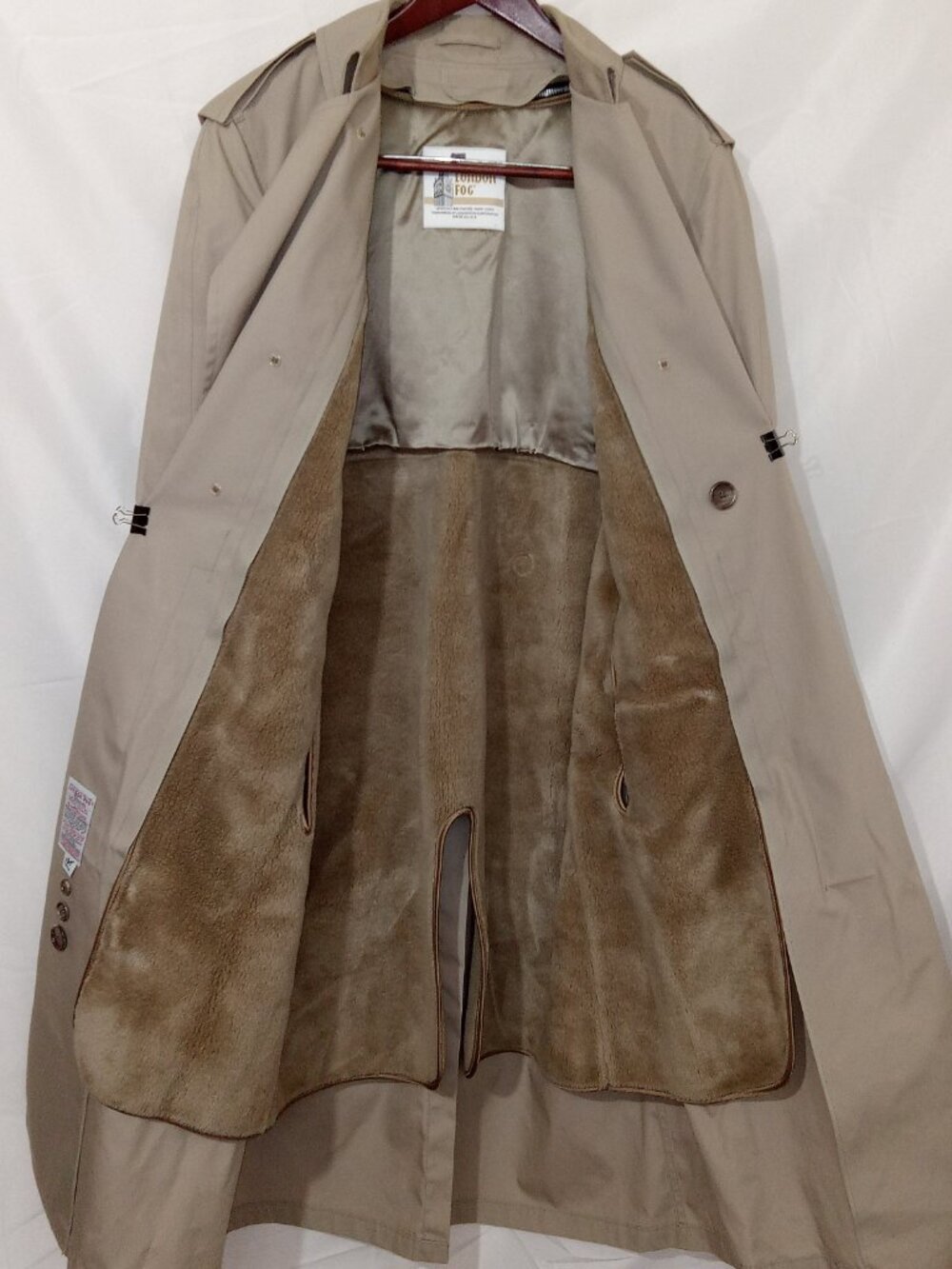 Vintage London Fog Trench Coat 40R USA Made Removable Liner Beige Long Coat - Picture 3 of 13